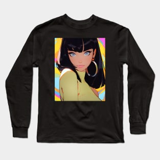 Retro Pop - Portrait Illustration - AI Long Sleeve T-Shirt